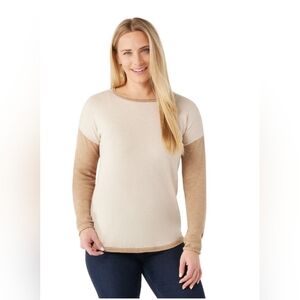 Smartwool Sweater Womens Multi Wool Blend Shadow Pine Colorblock Crew Size L